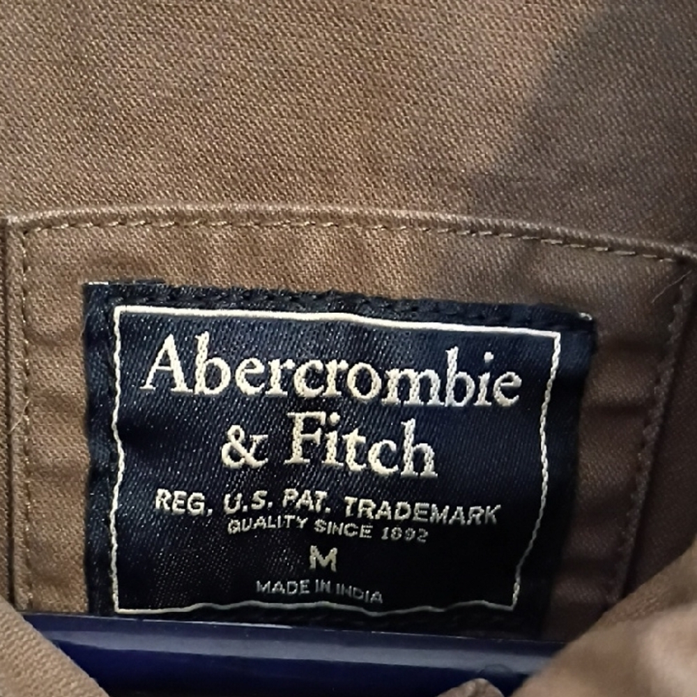 Abercrombie & Fitch Olive Green Bomber Jacket with Red Trim - Picture 2 of 5